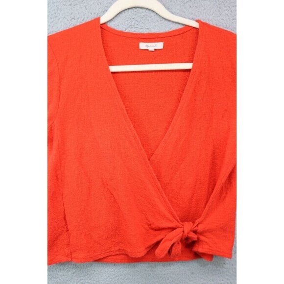 Madewell Orange Short Sleeve Wrap Top-Size Medium-Tie Front - Picture 2 of 10